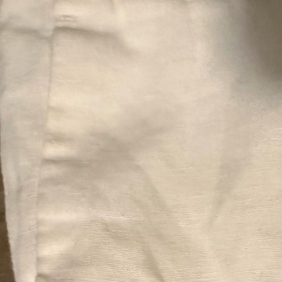 Ann Taylor Loft Wide Leg White 100% Linen Trousers, Pleated, Button + Zip, Sz 14 - Picture 4 of 5